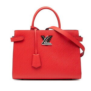 Louis Vuitton Epi Twist Tote Shoulder Bag Coquelicot Red Navy Blue Leather